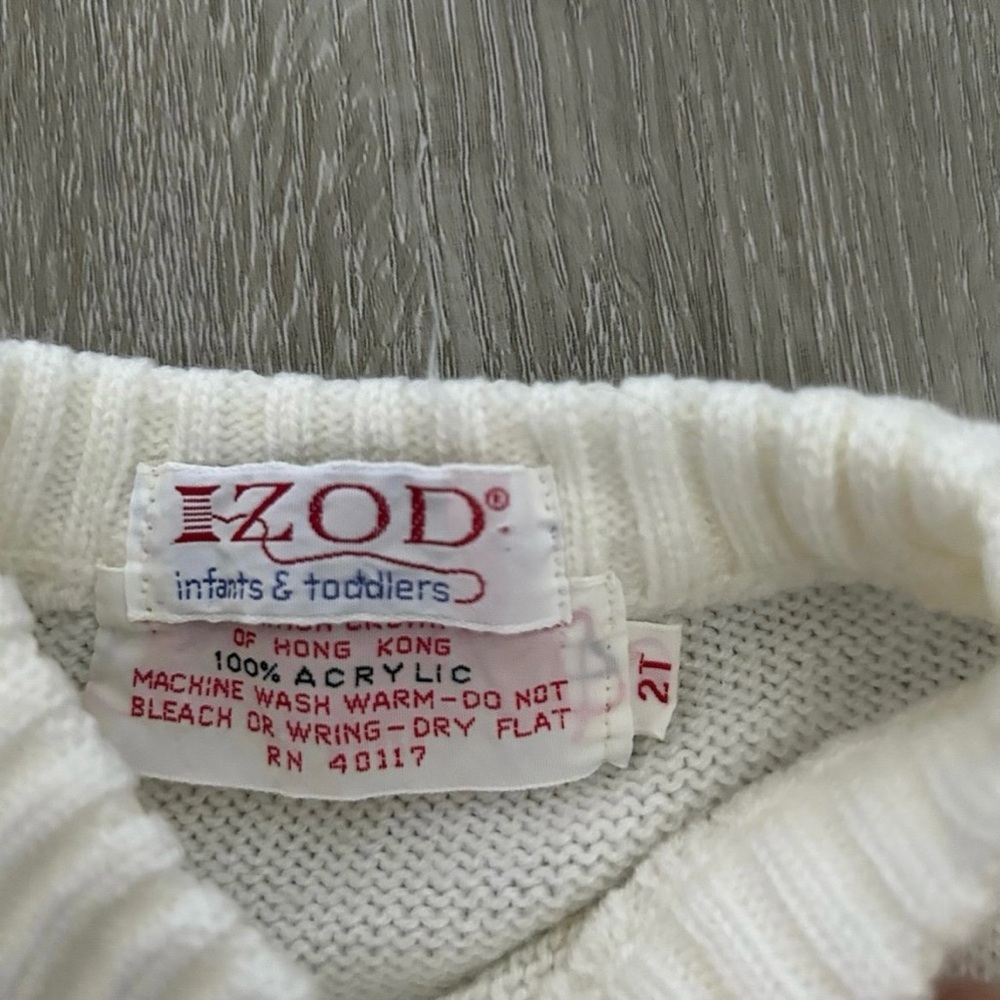 Vintage Izod White Crew Neck Sweater With Hearts Size 2T - Picture 3 of 3